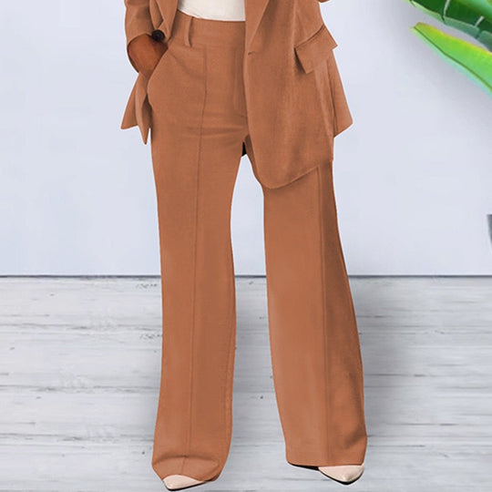 Damen elegantes und lockeres Blazerset mit weiten Hosen R&B