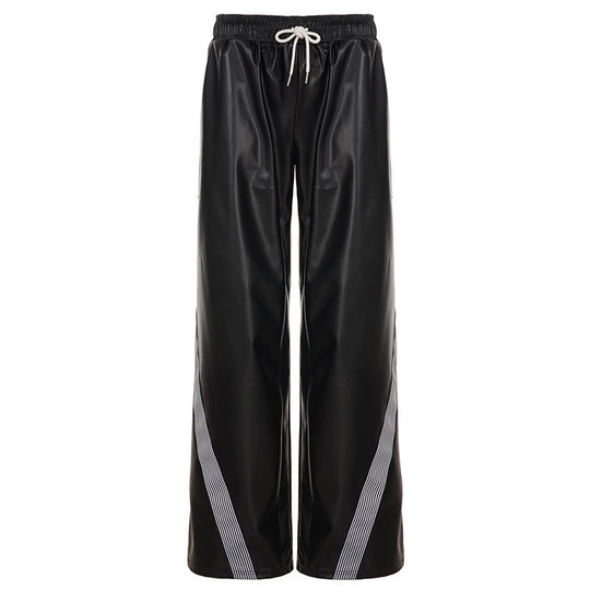 Damen Sportliche Wide-Leg Hose mit elastischem Bund und modischen Streifen R&B
