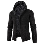 Herren Strickjacke mit Kapuze und weichem Innenfutter R&B