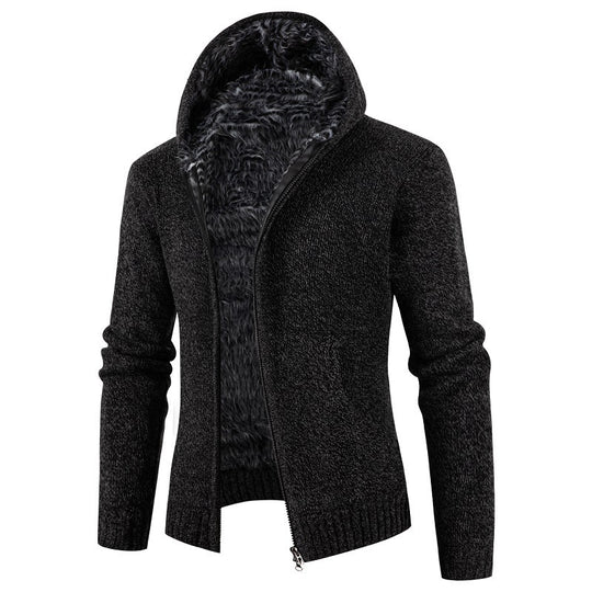 Herren Strickjacke mit Kapuze und weichem Innenfutter R&B