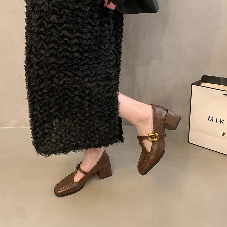 Damen elegante Mary Jane Pumps mit auffälliger Schnalle R&B