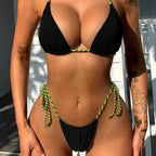Damen Minimalistischer Triangel-Bikini mit verstellbaren BindR&Bändern R&B