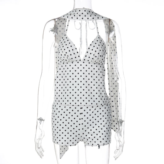 Damen trendiger Jumpsuit mit Halterneck und Punkten R&B