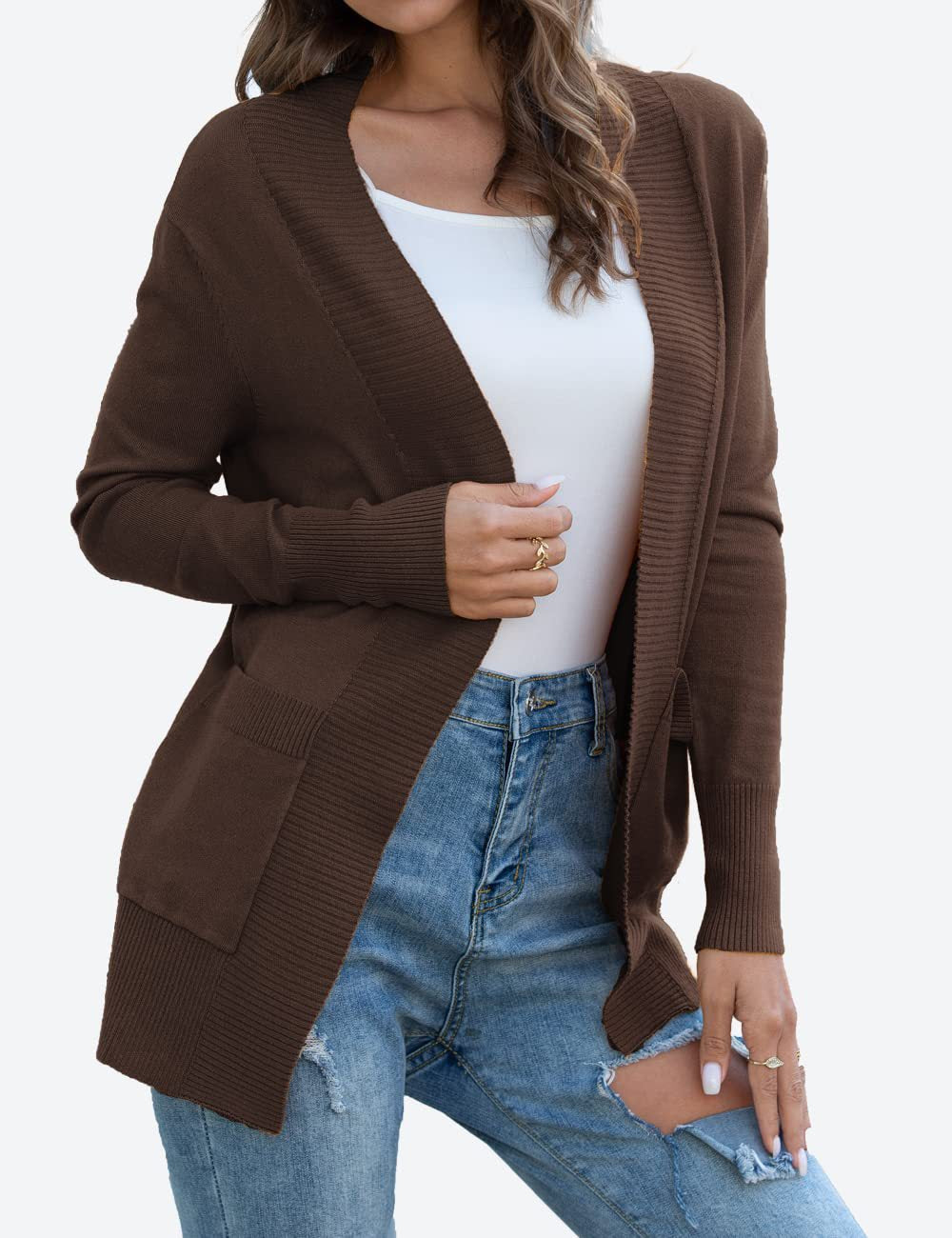 Damen Langärmliger Strickmantel R&B