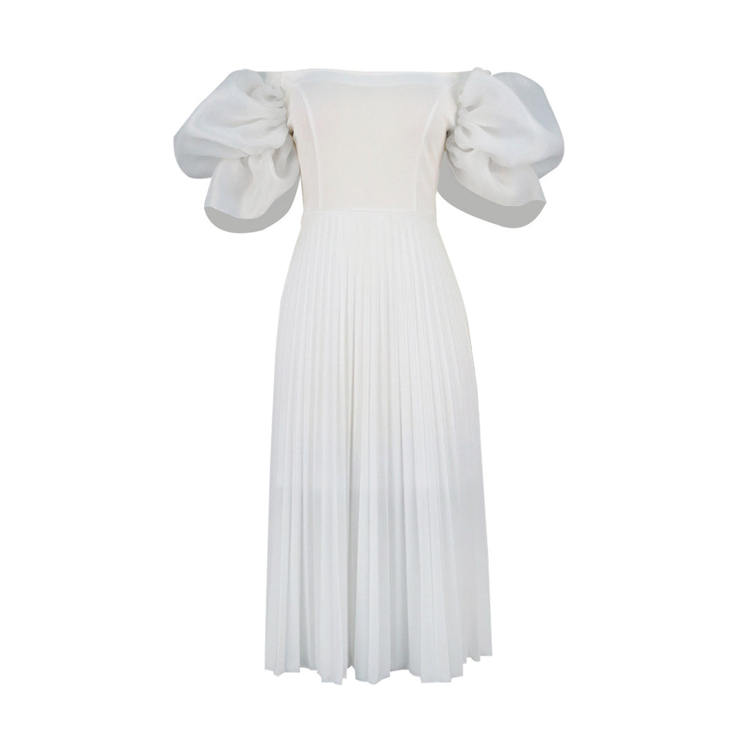Damen Elegantes Kleid mit voluminösen Puffärmeln und schwingendem Rock R&B