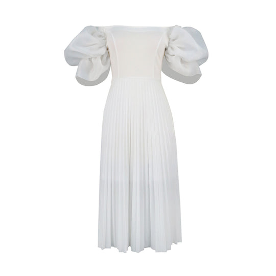 Damen Elegantes Kleid mit voluminösen Puffärmeln und schwingendem Rock R&B