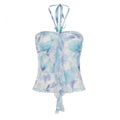 Damen Spaghetti-Trägertop mit floralen Einsätzen und transparenten Rüschen R&B
