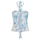 Damen Spaghetti-Trägertop mit floralen Einsätzen und transparenten Rüschen R&B