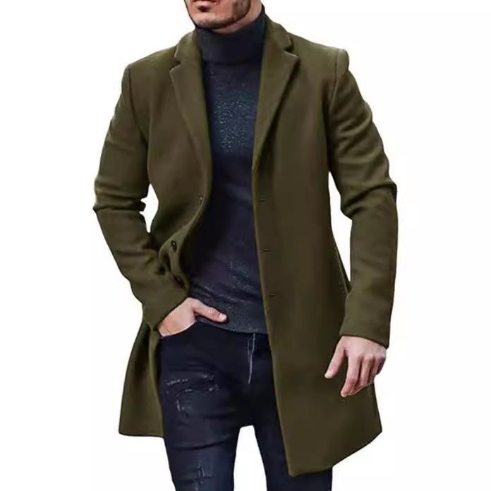 Herren eleganter langanhaltender Freizeitmantel im klassischen Stil R&B