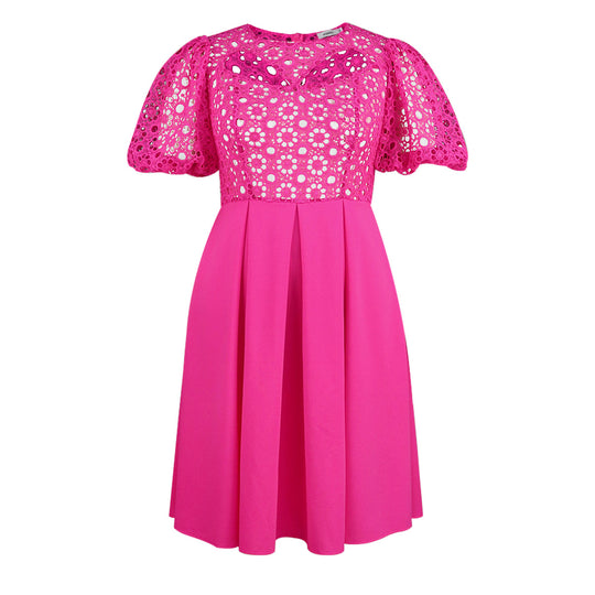 Damen Elegantes A-Linien Kleid mit Cut-Out-Details und Puffärmeln R&B