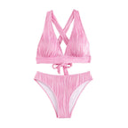 Damen Bikini-Set mit hohem Taillenbund und eleganten Falten
