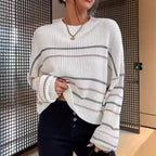 Damen Lässiger Strickpullover mit modischem Streifenmuster R&B