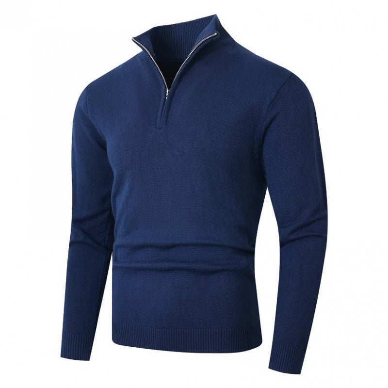Herren modischer Strickpullover mit hohem Kragen und Reißverschluss
