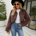 Damen Kunstfelljacke mit voluminösen Ärmeln und elegantem Schnitt R&B
