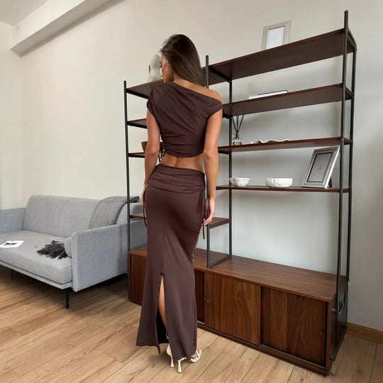 Damen elegantes Set mit schickem Top und figurschmeichelndem Rock R&B