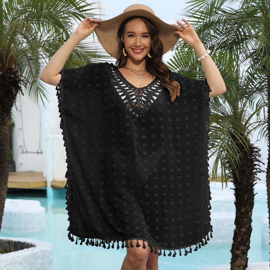 Damen eleganter Festival-Strandüberwurf mit Fransen R&B