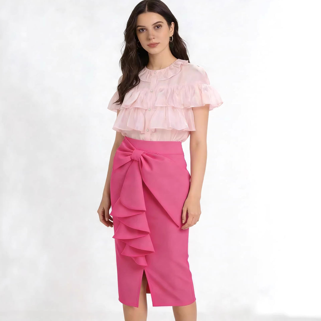 Damen Figurbetonter Midi-Rock mit elegantem Schleifendetail R&B