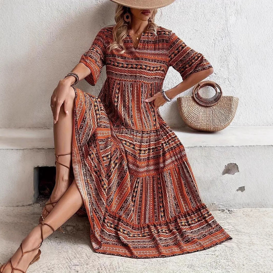 Damen Sommerkleid im Boho-Stil mit weitem Schnitt R&B