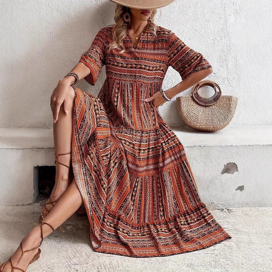 Damen Sommerkleid im Boho-Stil mit weitem Schnitt R&B