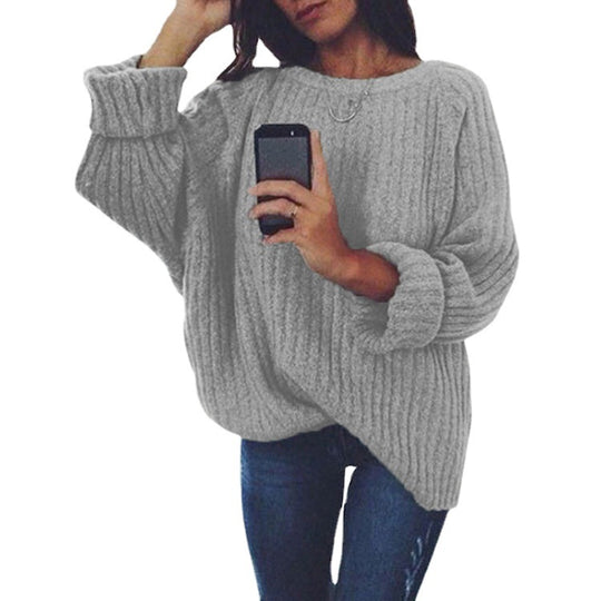 Damen Grobstrickpullover mit lockerer Passform und trendigem Rippenmuster R&B