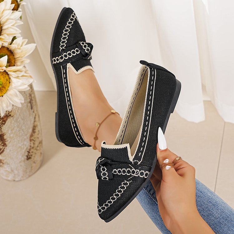 Damen Stilvolle und komfortable Ballerinas mit großem Schleifendetail R&B