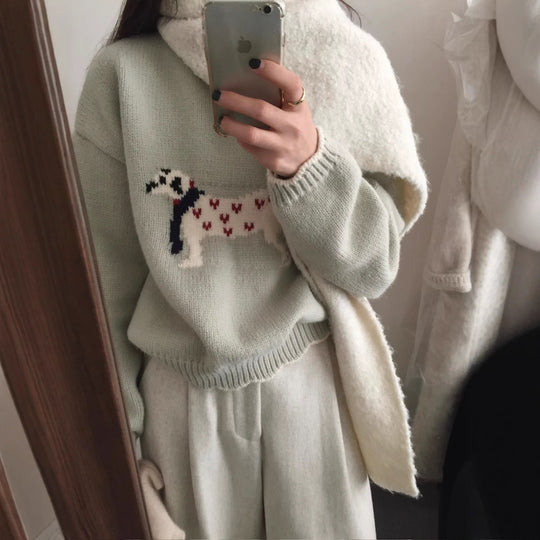 Damen kuscheliger Pullover mit Tiermotiv R&B