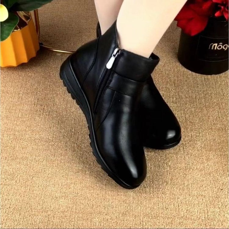 Damen modische Stiefeletten mit wärmendem Kuschelfutter und dekorativem Riemen R&B