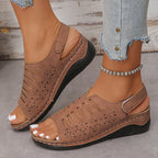 Damen Offene Sandalen mit feiner Durchbruchsstruktur R&B