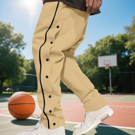 Herren Sportliche Jogginghose mit seitlichen Druckknöpfen und elastischem Bund R&B