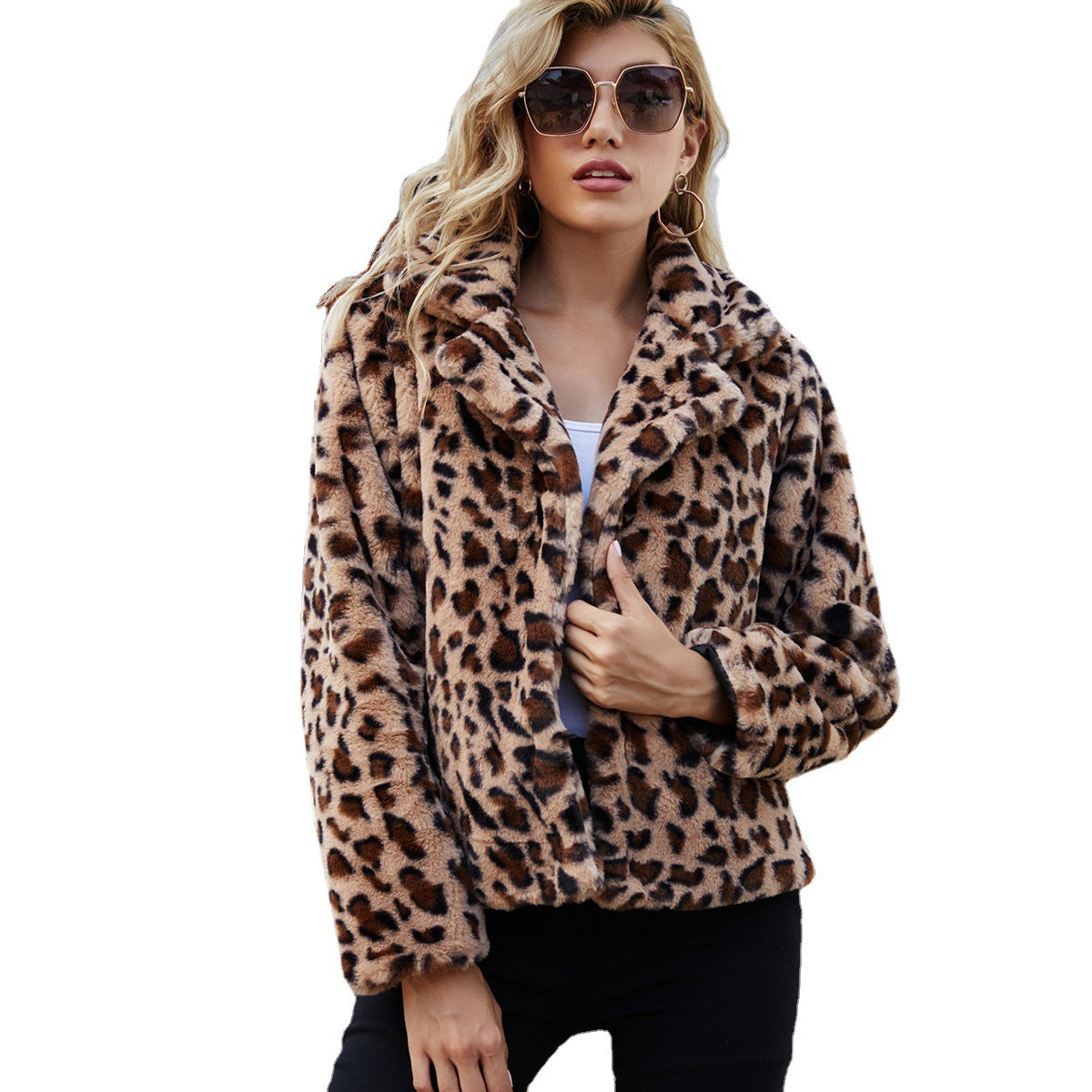 Damen Kuschelige Kunstpelzjacke mit Leo-Muster R&B