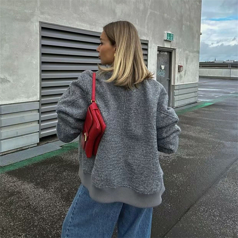 Damen Lässige Bomberjacke mit hochwertigem Wollmix R&B