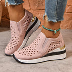 Damen Atmungsaktive Slip-On Sneakers mit hohem Komfort und dekorativem Lochdesign R&B