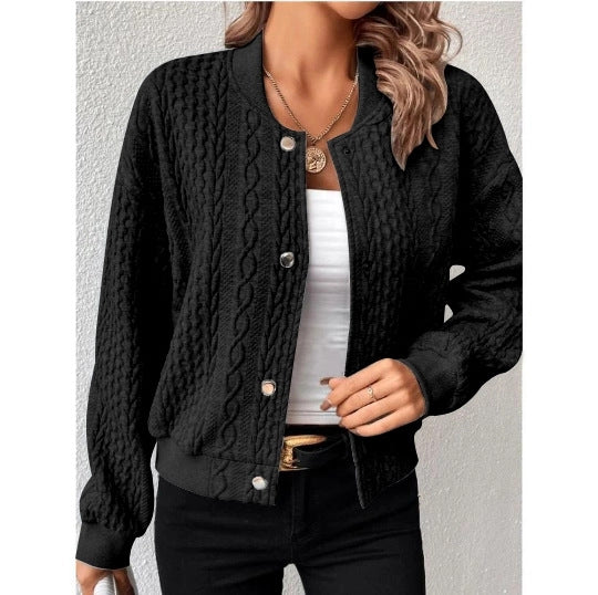 Damen Lässige Strickjacke mit strukturierter Oberfläche und Knopfleiste