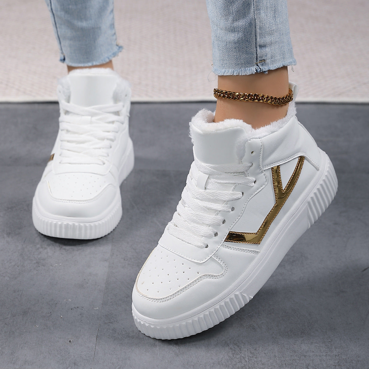 Damen Hohe Sneaker mit warmem Futter und rutschfester Sohle