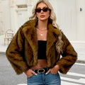 Damen Flauschige Kunstpelzjacke mit elegantem Revers R&B