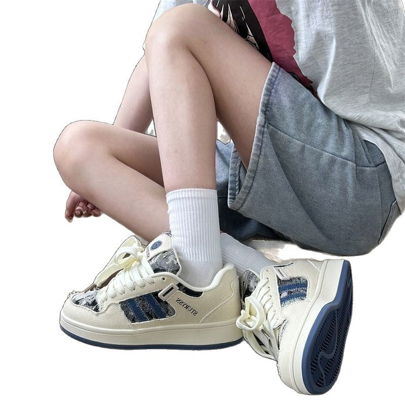 Damen Sneakers im lässigen Denim-Look mit geflochtenem Design