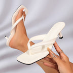 Damen elegante Zehentrenner-Pantoletten mit blockiertem Absatz R&B