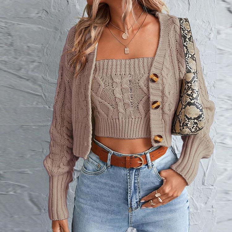 Damen Strickjacke mit strukturiertem Design und Knopfdetail R&B