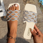Damen Badeschuhe mit funkelnden Zierriemen R&B