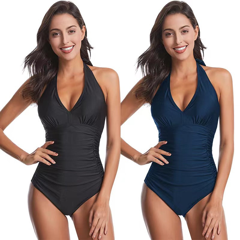 Damen Einteiler Badeanzug mit floralem Wickeldesign und figurformendem Schnitt R&B