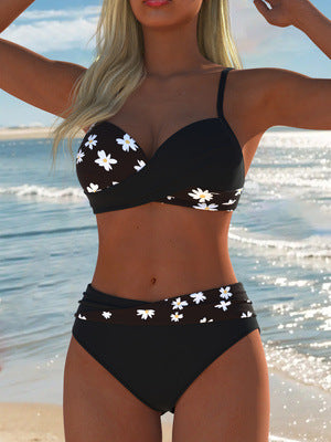 Damen Badeanzug Set mit modischem Blumendruck und hoher Taille R&B