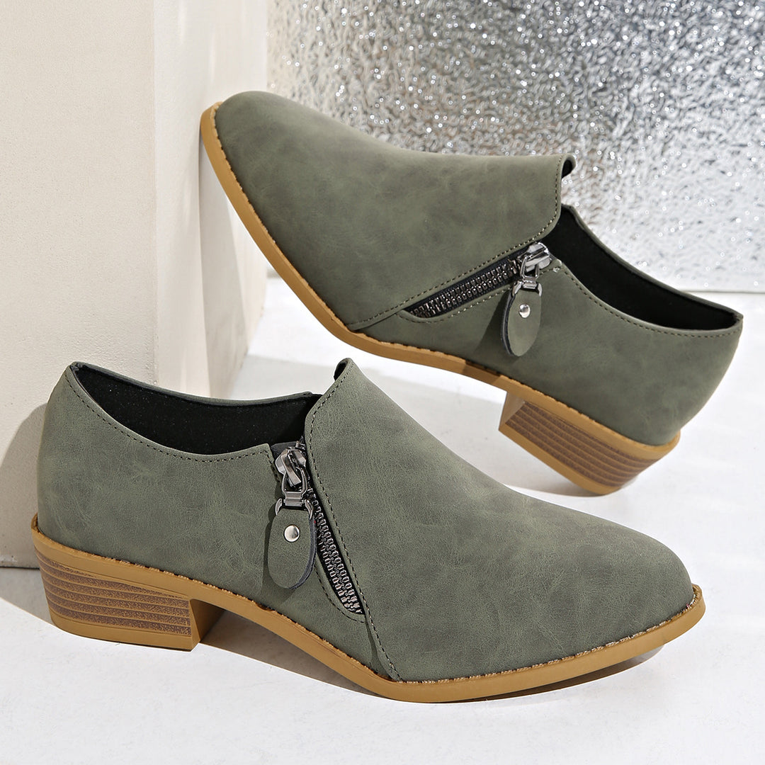 Damen Biker-Stiefeletten mit modischem Reißverschluss und bequemer Sohle R&B