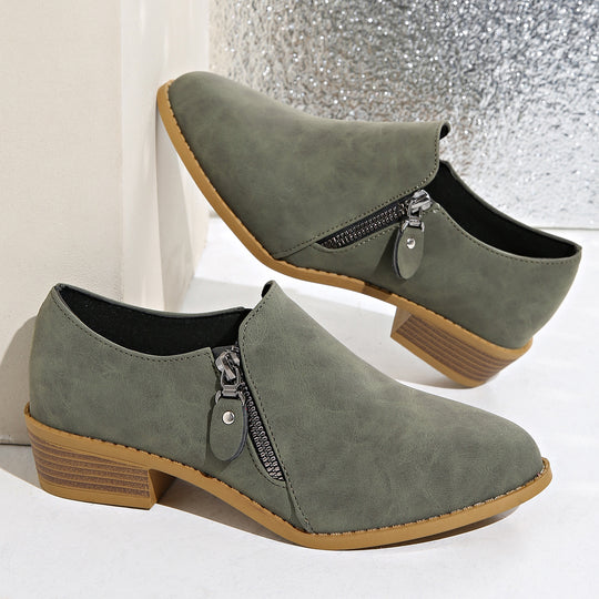 Damen Biker-Stiefeletten mit modischem Reißverschluss und bequemer Sohle R&B