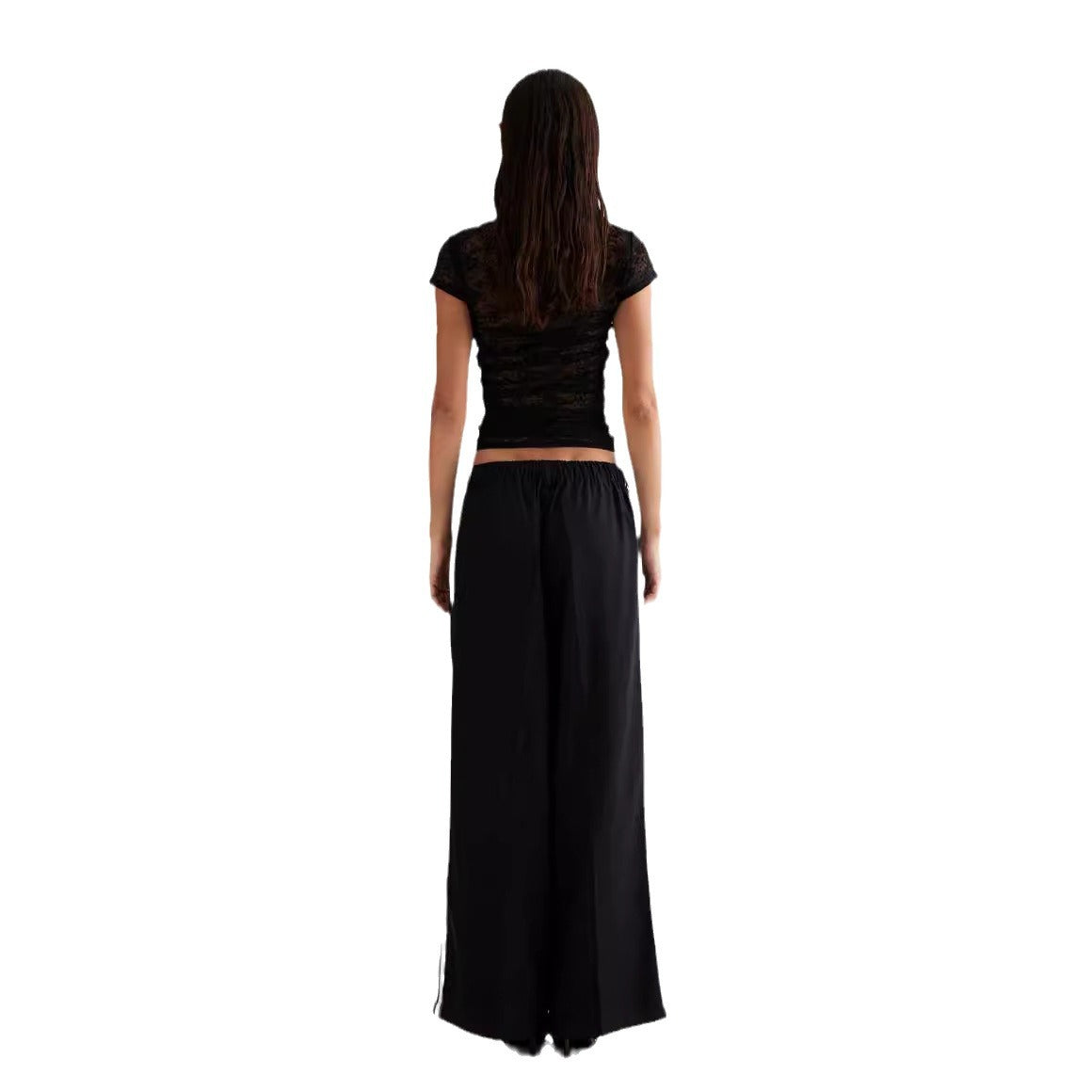 Damen Spitzentop mit enganliegendem Design und kurzen Ärmeln R&B