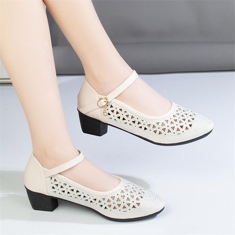 Damen Elegante Ballerinas mit stilvoller Spitzeneinlage und bequemem Blockabsatz R&B