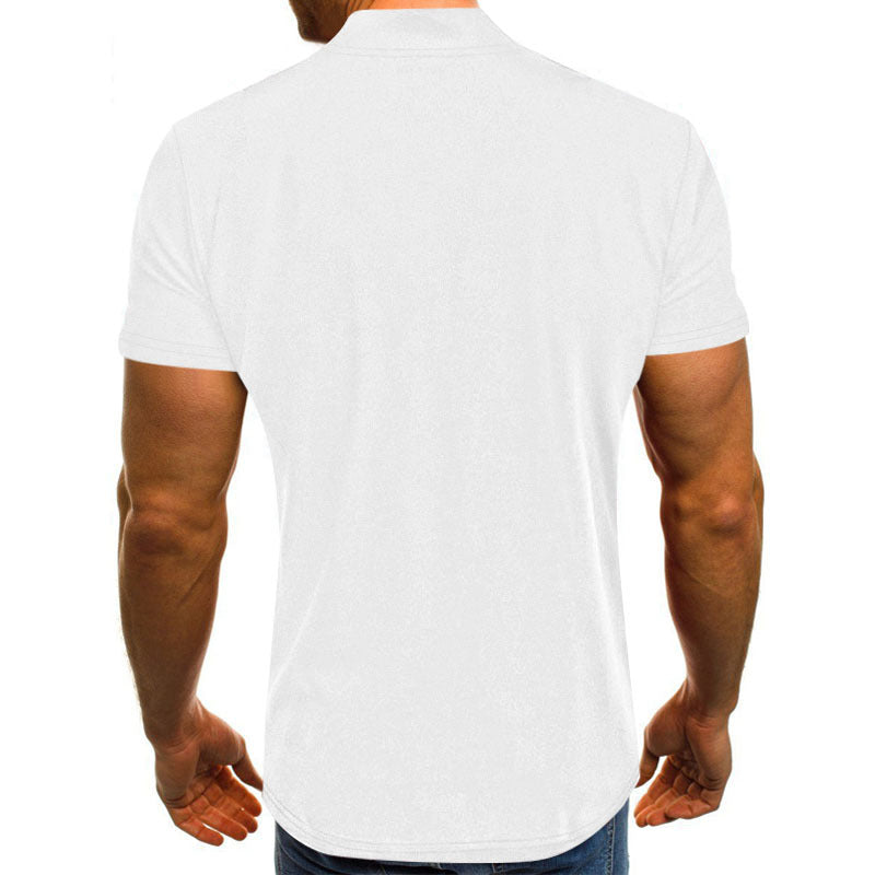 Herren Kurzarm Shirt mit Modischem Reißverschluss R&B