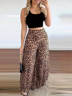 Damen weite Palazzohosen mit Leopardenmuster R&B
