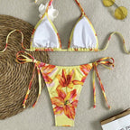 Damen Triangel-Bikini-Set mit floralen Akzenten R&B