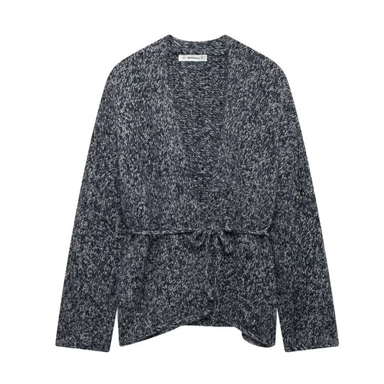 Damen Strickjacke mit Taillengürtel und weichem Material R&B