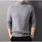 Herren Strickpullover mit hohem Kragen und strukturiertem Design R&B